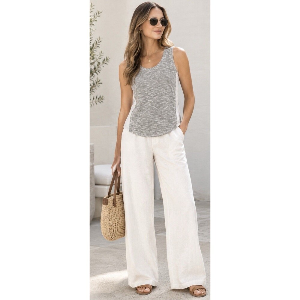 KUT from the Kloth Women’s metallic knit top, heather gray and white, size Small